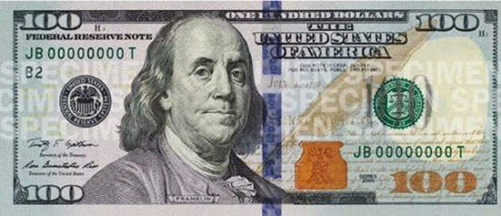 2010年新版美元纸币的防伪设计中最突出的是采用了全新的3d防伪线
